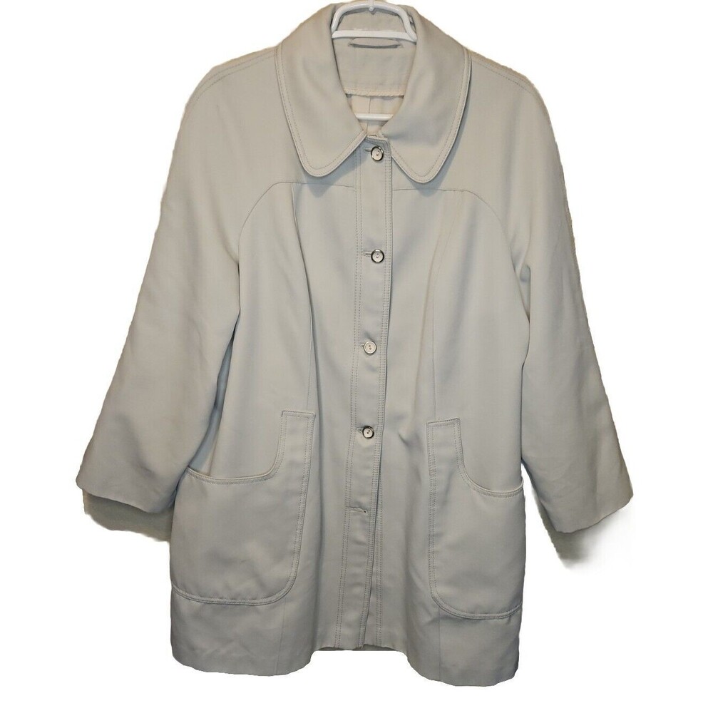 Forecaster Of Boston Vintage Beige Button Up Long Coat Mens Size 18 1/2 Overcoat